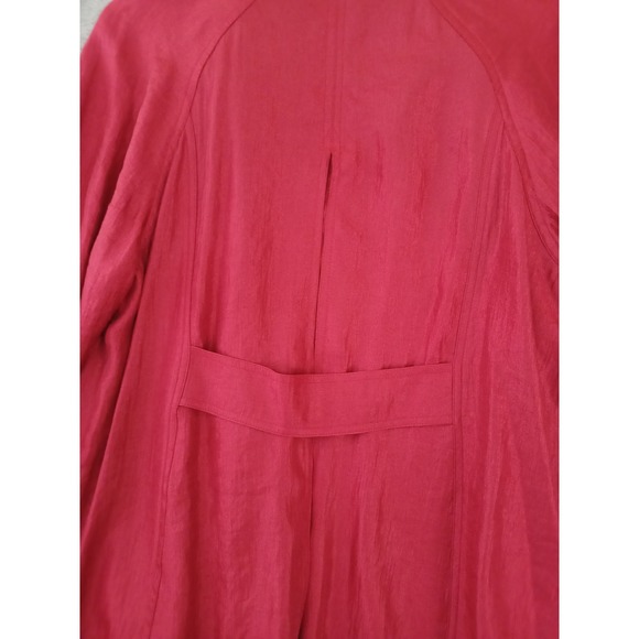 Chicos Sz 2‎ / Lg Light Blazer Red Sheen Open Front Office Evening Long Sleeve - Picture 7 of 8